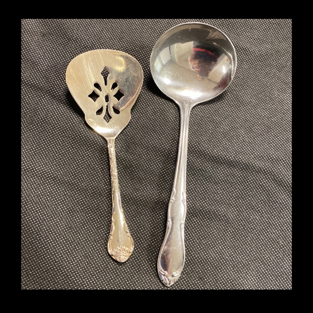 Lot of 2 - Masterpiece silver plated Japan serving spoon & misc piece